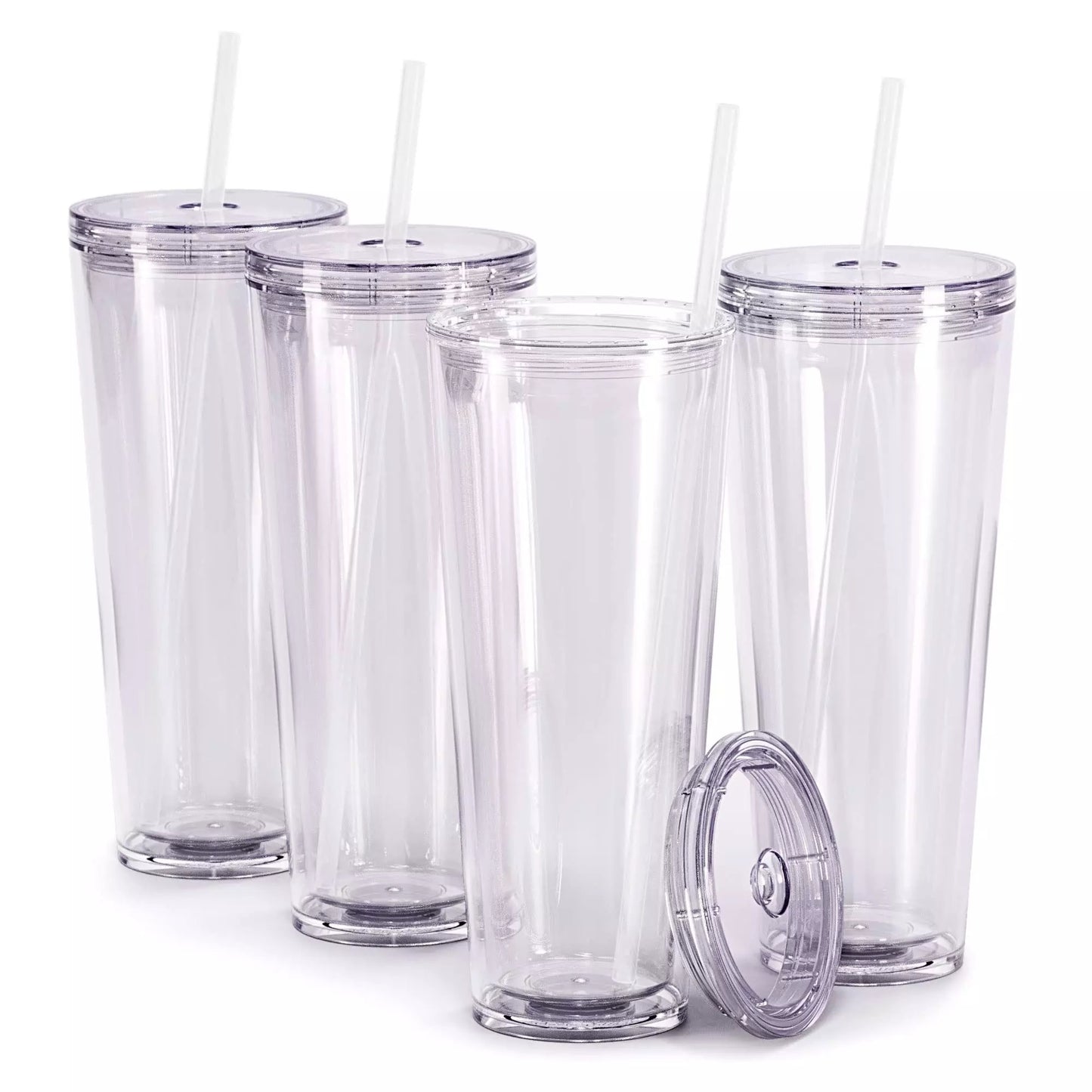 24oz Snow Globe Double Wall Tumbler with Lid and Straw