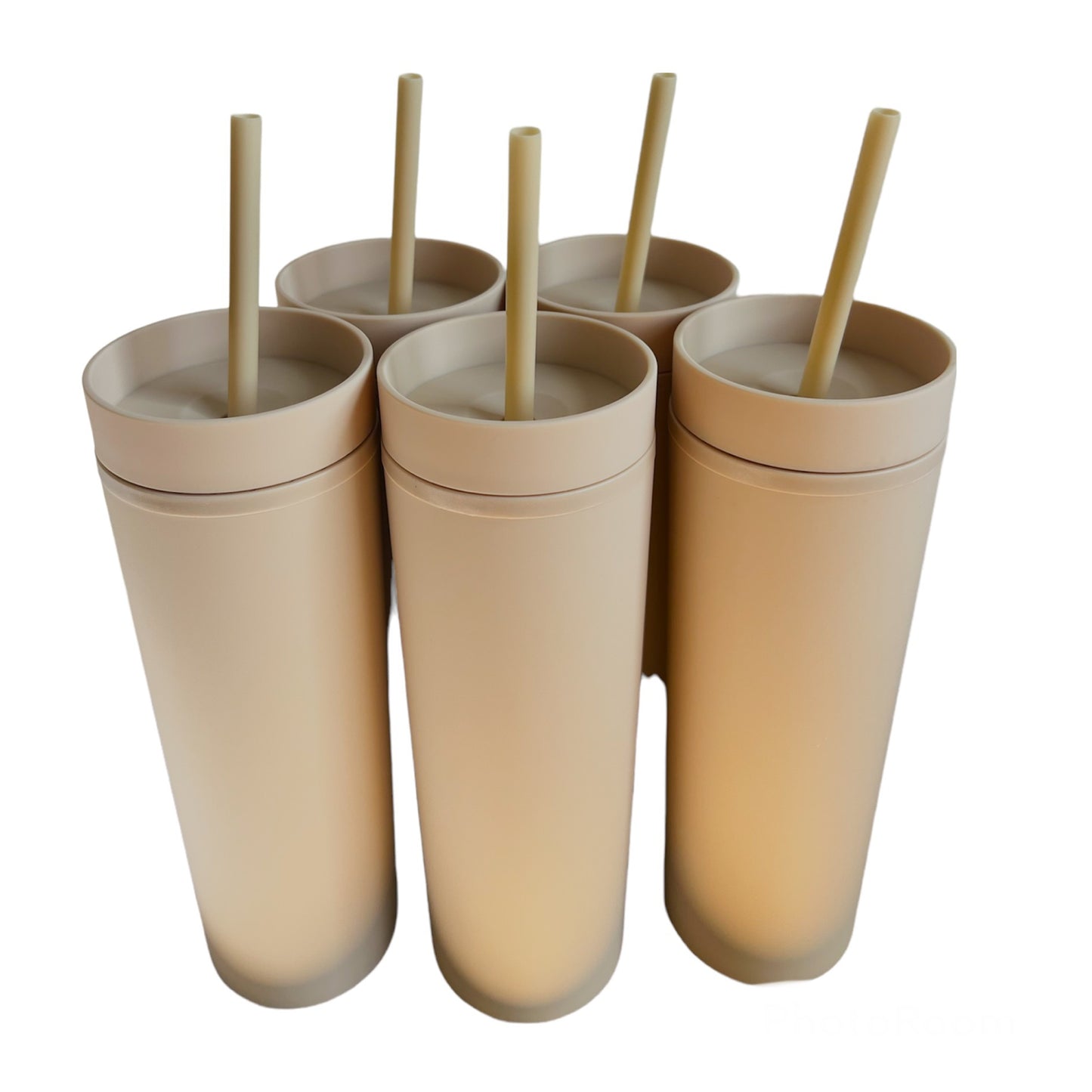 16oz Double wall Skinny Tumbler with lid and straw. Matte Finish.