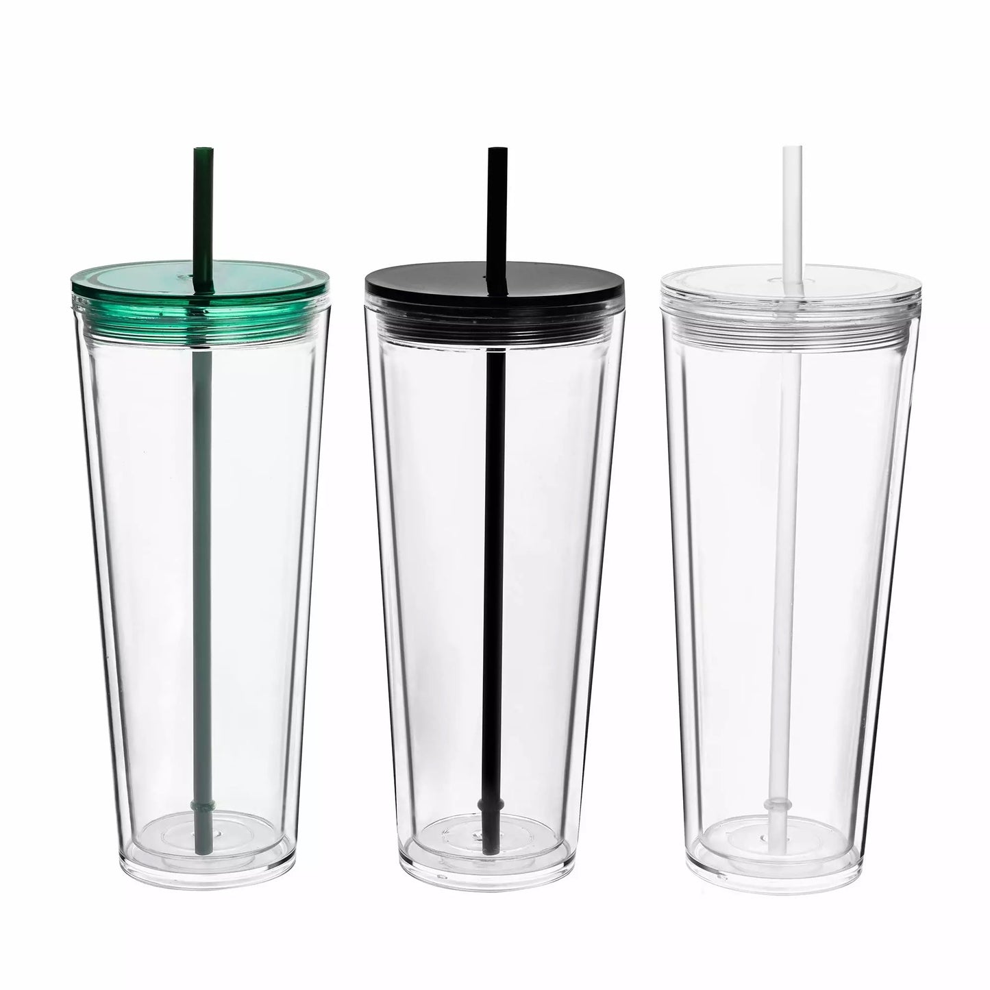 24oz Snow Globe Double Wall Tumbler with Lid and Straw